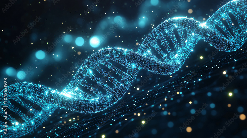 abstract blue and gold dna structure on dark background abstract blue and gold dna structure on dark background