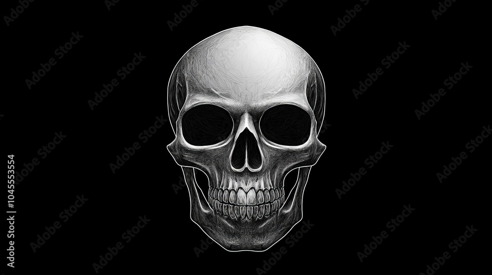 Realistic human skull against a black background. Realistic human skull against a black background.