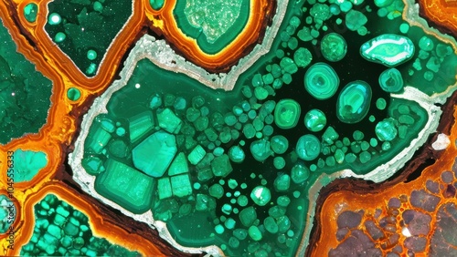 Vibrant blue-green Chrysocolla mineral specimen captured in stunning macro photography. Professional lighting reveals intricate copper silicate patterns and translucent structures in exquisite detail photo