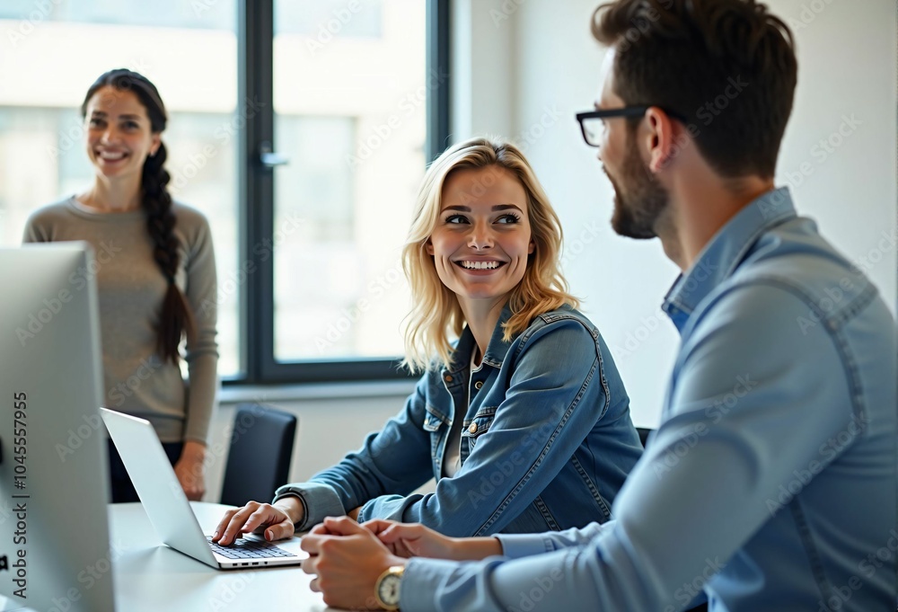 Fototapeta premium Casual Business Meeting: Creative Discussions and Project Planning in a Relaxed Atmosphere