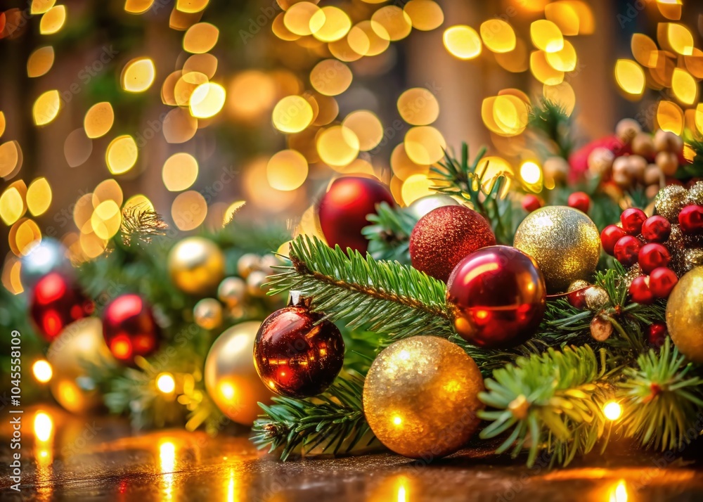 Beautiful Christmas Garland Decorations with Bokeh Effect for Holiday Cheer