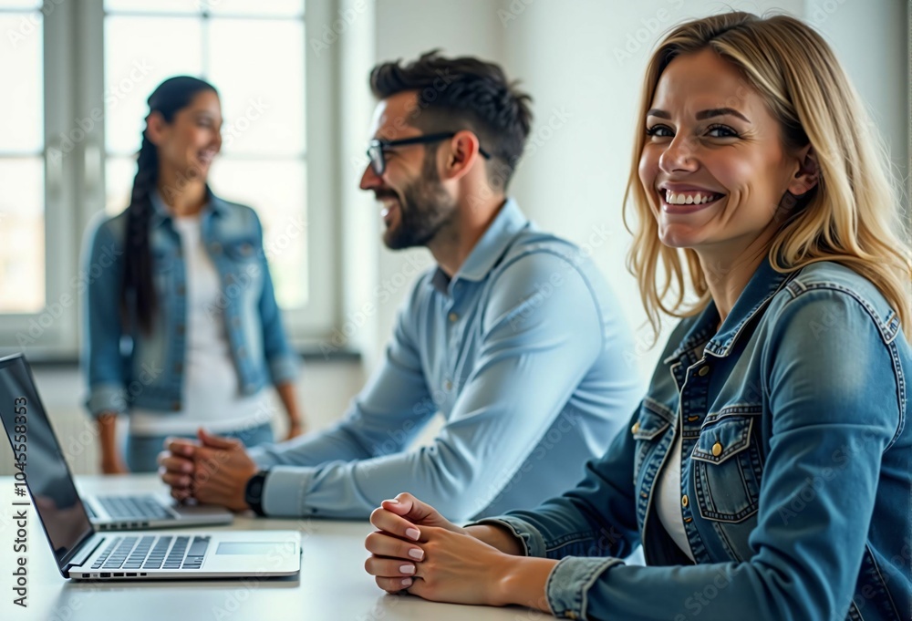 Teamwork and Collaboration: New Business Ideas Emerging from a Smiling Meeting in the Office Teamwork and Collaboration: New Business Ideas Emerging from a Smiling Meeting in the Office