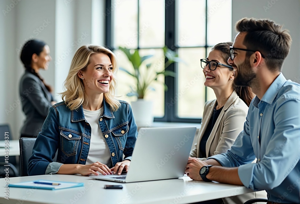 Teamwork and Collaboration: New Business Ideas Emerging from a Smiling Meeting in the Office Teamwork and Collaboration: New Business Ideas Emerging from a Smiling Meeting in the Office