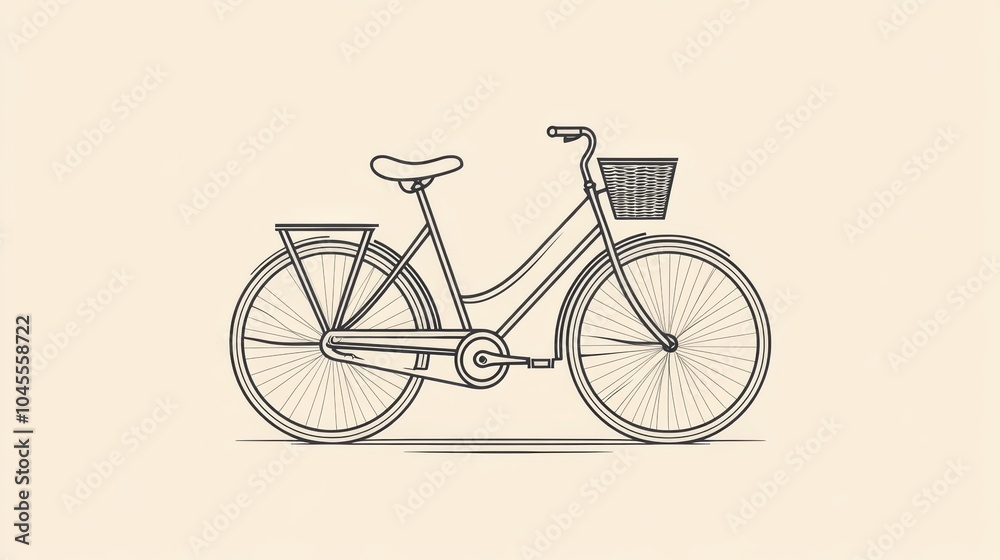 The design showcases a sleek bicycle with a basket, highlighting an eco-conscious mode of transportation in an urban environment. Generative AI The design showcases a sleek bicycle with a basket, highlighting an eco-conscious mode of transportation in an urban environment. Generative AI