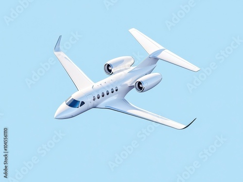 Luxury private jet flying against a clear blue sky, showcasing its sleek design and high-performance features.