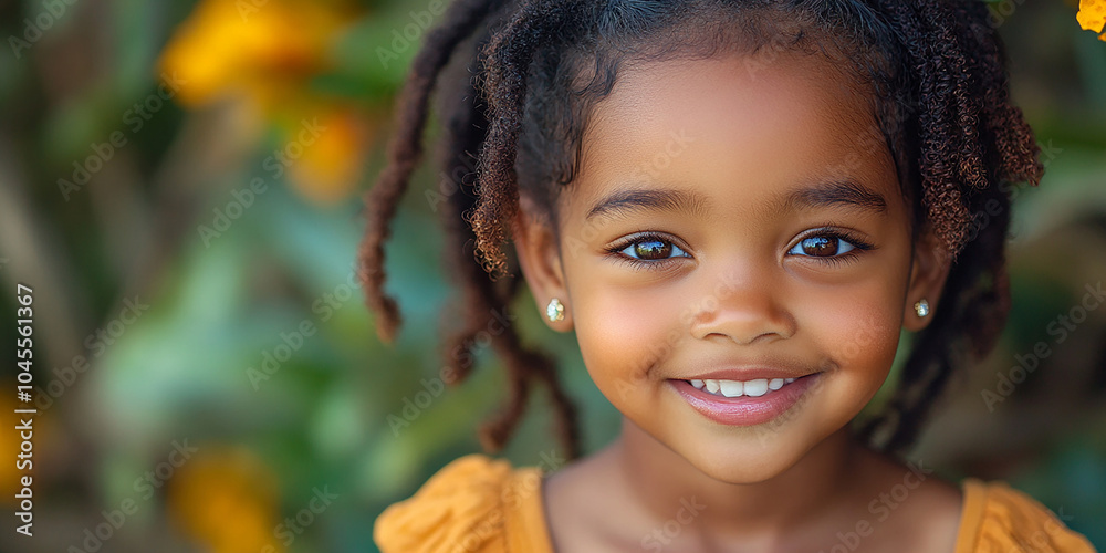 portrait of an black little girl with a smile portrait of an black little girl with a smile