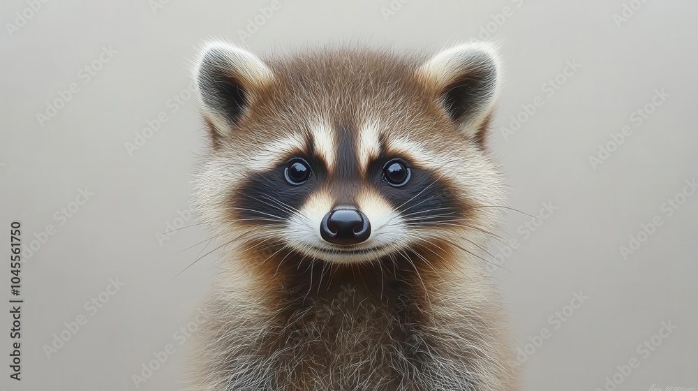 raccoon poses playfully with inquisitive eyes and fluffy fur against a neutral background exuding charm and curiosity in a delightful wildlife portrayal raccoon poses playfully with inquisitive eyes and fluffy fur against a neutral background exuding charm and curiosity in a delightful wildlife portrayal