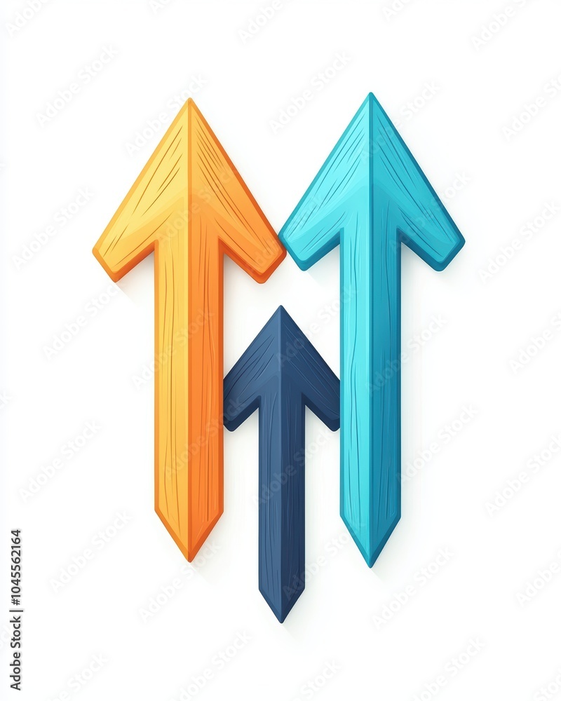 Colorful arrows pointing upward, white background Colorful arrows pointing upward, white background