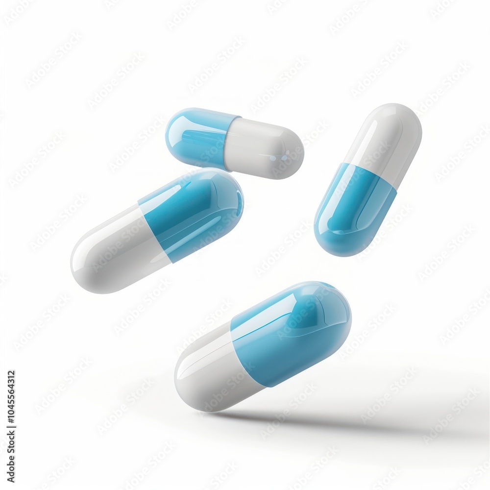 Floating blue and white capsules Floating blue and white capsules