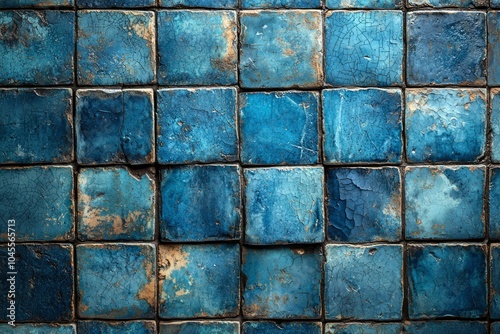 Wallpaper Mural Close-up of Weathered Blue Square Tiles Torontodigital.ca