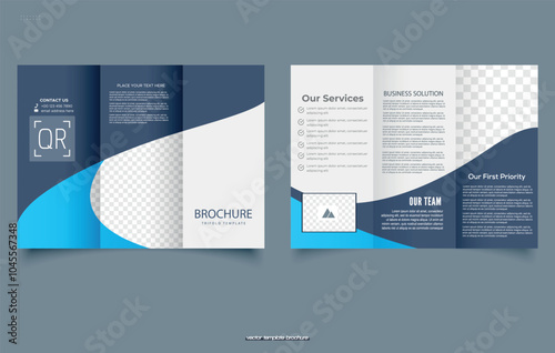 Abstract blue trifold brochure. Creative Corporate Business. Ready Brochure Template. Vector illustration.