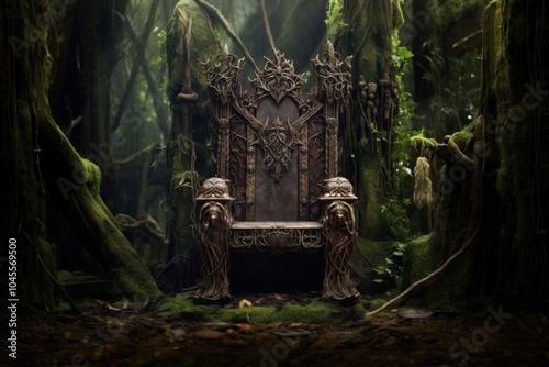 Fototapeta Naklejka Na Ścianę i Meble -  Medieval throne outdoors nature plant.