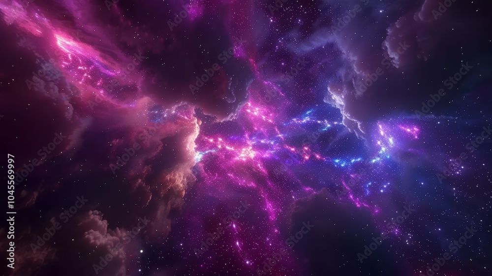 Fototapeta premium A Cosmic Nebula with Pink and Blue Hues