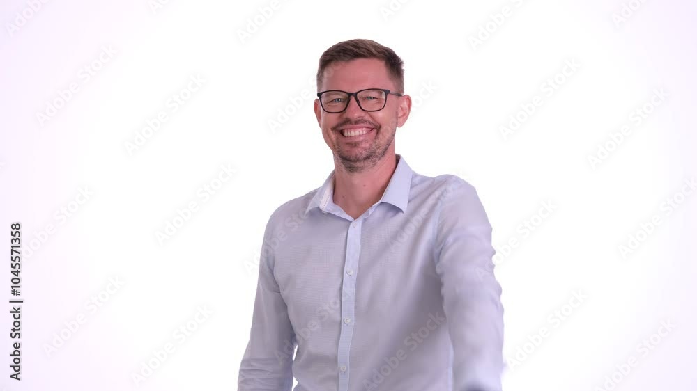 Office employee fails to believe speech of interlocutor laughing. Young man makes gestures of disbelief frivolity questioning words of comrade Office employee fails to believe speech of interlocutor laughing. Young man makes gestures of disbelief frivolity questioning words of comrade