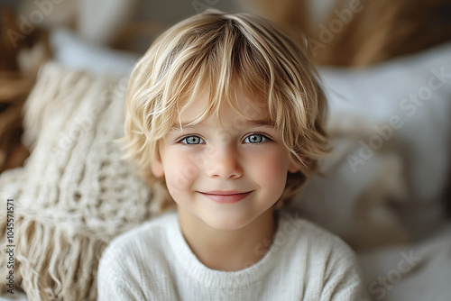 portrait of an white little boy with a smile