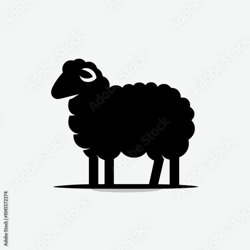 Sheep silhouette standing on light background with copy space photo