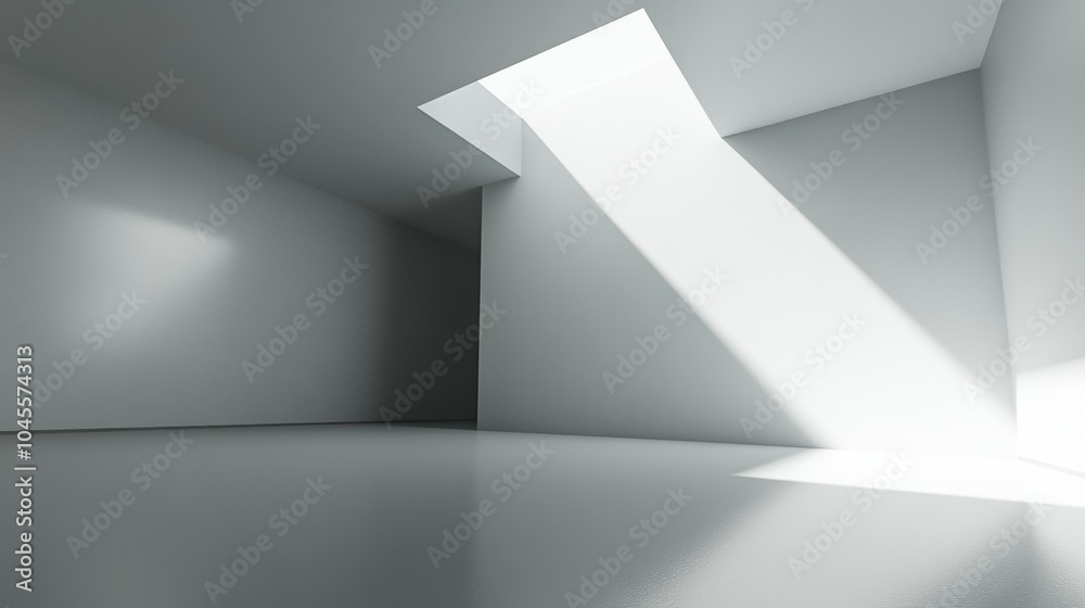 custom made wallpaper toronto digitalContemporary minimalist space featuring smooth white walls, expansive skylight, bright and airy atmosphere, ideal for versatile use