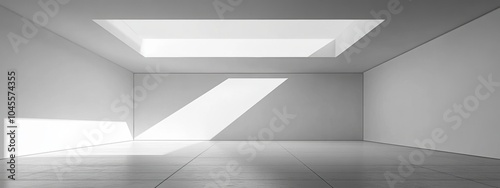 Wallpaper Mural Contemporary minimalist space, pristine white walls, expansive skylight illuminating the serene interior ambiance Torontodigital.ca