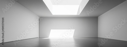 Wallpaper Mural Bright minimalist space, expansive matte white walls, large skylight illuminating the serene atmosphere, ideal for creative or contemplative activities Torontodigital.ca