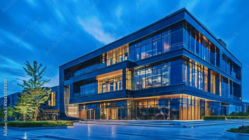 Modern commercial building in night Modern commercial building in night