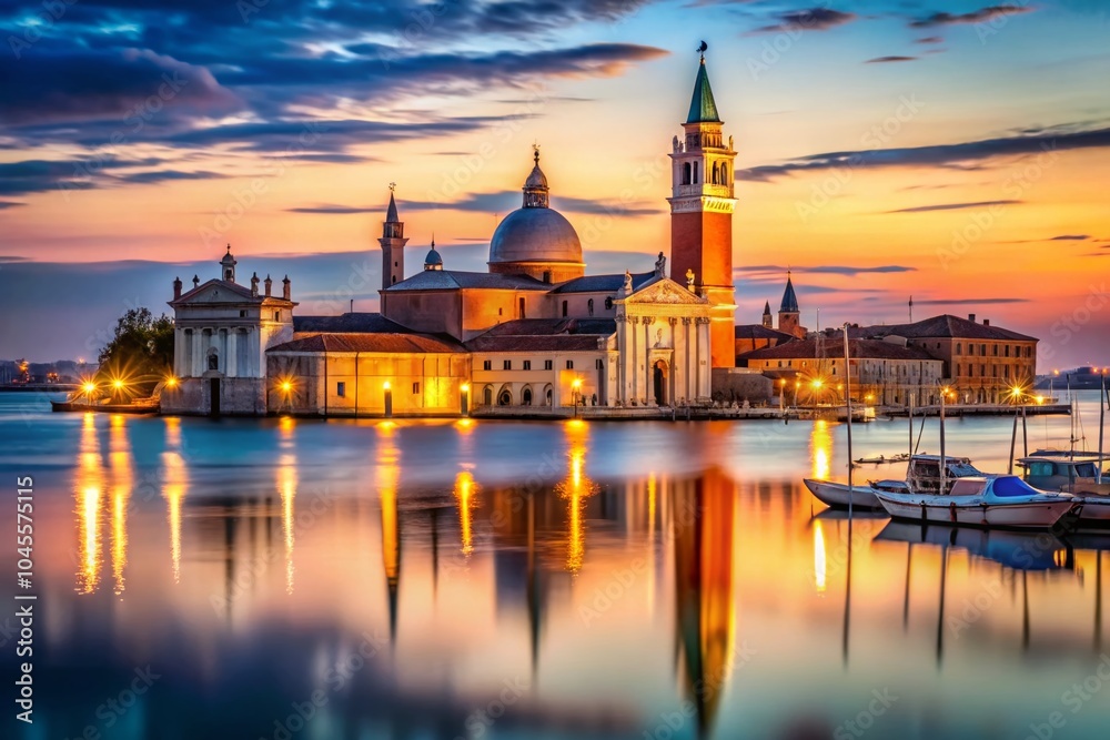 Fototapeta premium Captivating Low Light Photography of San Giorgio Maggiore in Venice at Dusk