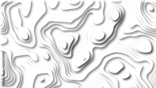 Abstract 3D background creative pattern in illustration with white color design in papercut.Topographic canyon geometric map relief texture with curved layers and shadow. Abstract realistic papercut	
