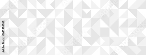 White seamless background of triangles in modern style, flat vector illustration. Cover of gray geometric shapes in retro texture for web design or postcard.