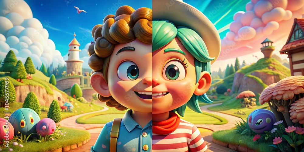 Cartoon Versus Realistic Style Showdown: A Creative Clash of Two Worlds in Dynamic Composition Cartoon Versus Realistic Style Showdown: A Creative Clash of Two Worlds in Dynamic Composition