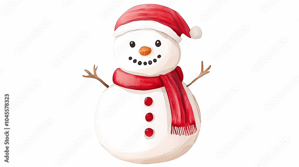 cheerful snowman wearing red scarf and hat, perfect for holiday season cheerful snowman wearing red scarf and hat, perfect for holiday season