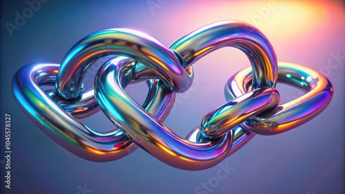 A vibrant, iridescent chain of interlocking loops in a mesmerizing dance of light and reflection photo