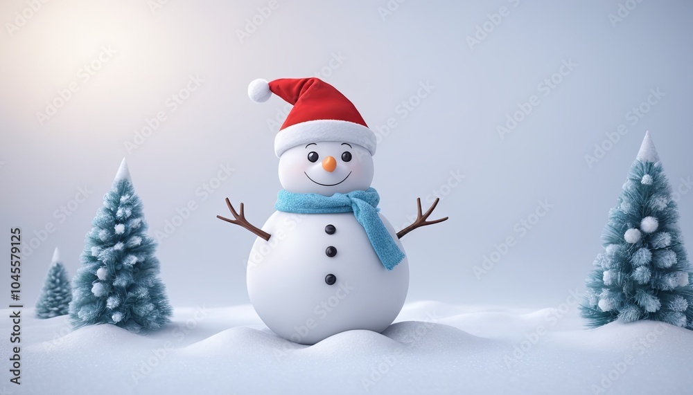Fototapeta premium 3D Christmas snow toy with colorful decorative element