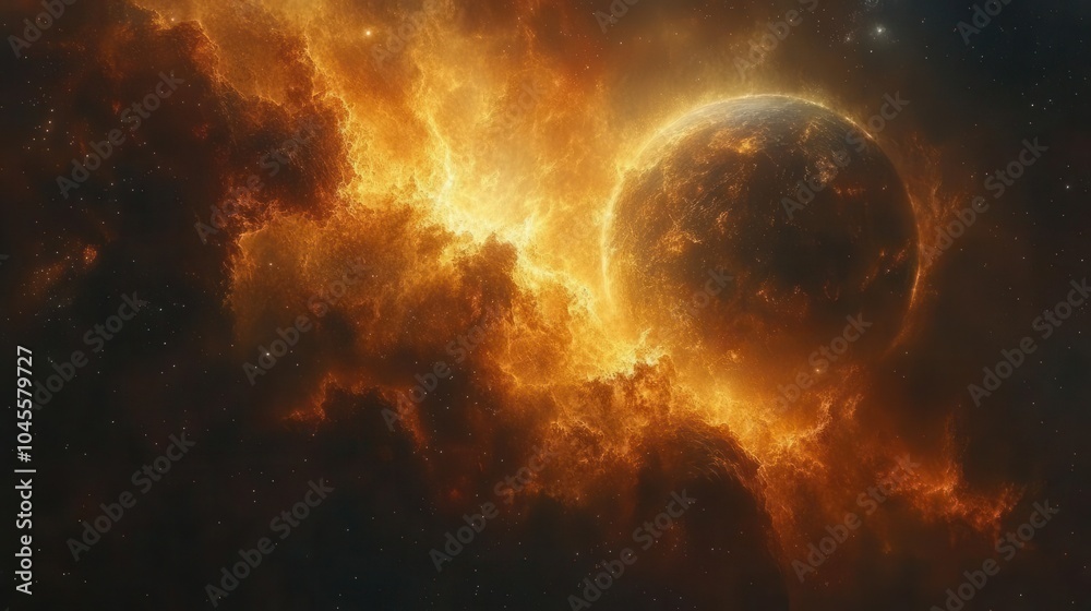 Celestial Apocalypse Rising: Epic Solar Storm Engulfs Ancient Planet in Golden Flames Through the Cosmic Theater of Universal Drama Celestial Apocalypse Rising: Epic Solar Storm Engulfs Ancient Planet in Golden Flames Through the Cosmic Theater of Universal Drama