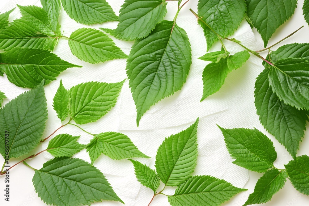 Fresh Green Leaves on White Background Nature Texture Spring Foliage Floral Design Fresh Green Leaves on White Background Nature Texture Spring Foliage Floral Design