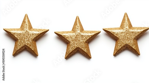 Glittering Gold Stars on White Background