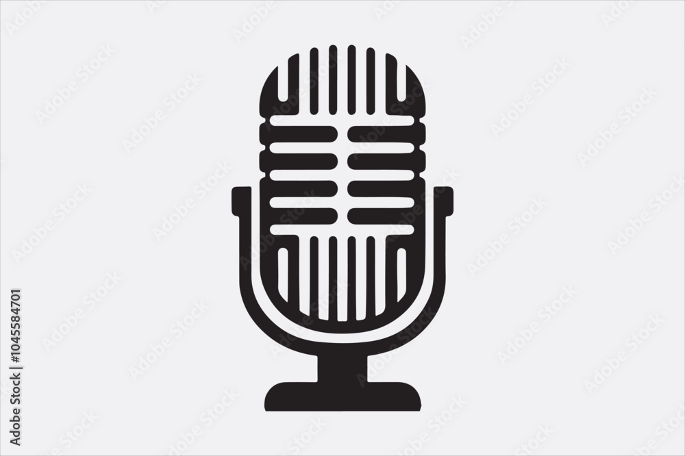 A black vector illustration of a logo style microphone. A black vector illustration of a logo style microphone.