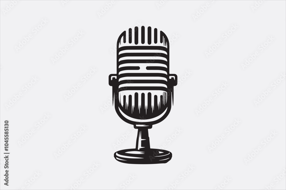 A black vector illustration of a logo style microphone. A black vector illustration of a logo style microphone.
