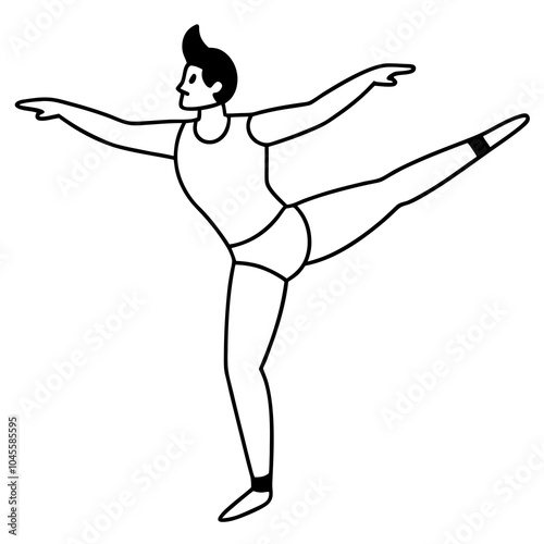 Acrobat Line Art Vector Illustration.