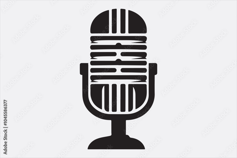 A black vector illustration of a logo style microphone. A black vector illustration of a logo style microphone.