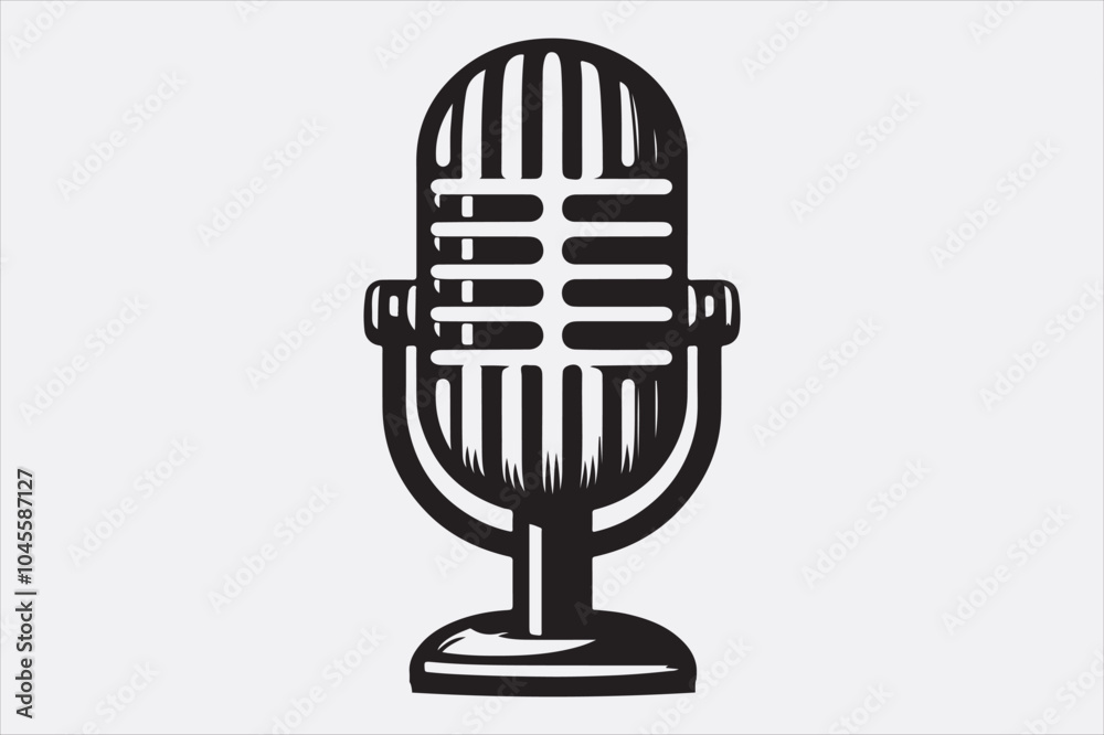 A black vector illustration of a logo style microphone. A black vector illustration of a logo style microphone.