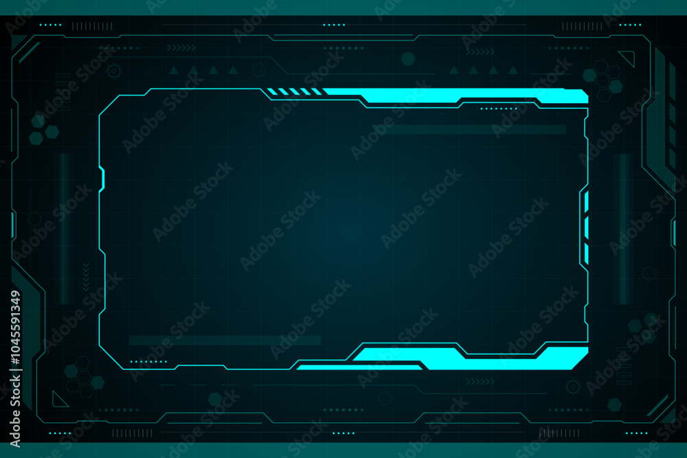 Tech HUD Frame: Futuristic Teal Digital Interface vector technology abstract design. Tech HUD Frame: Futuristic Teal Digital Interface vector technology abstract design.