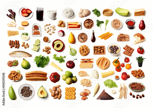 All food set on white background