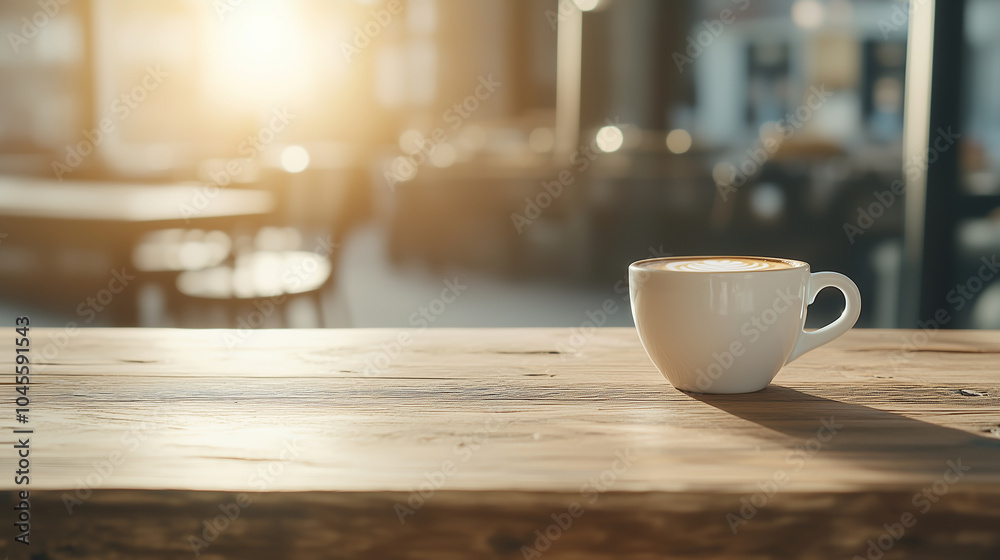 Wooden cafe table, warm sunlight, coffee cup, blurry background of cozy cafe interior, soft shadows, rustic style, high contrast lighting Wooden cafe table, warm sunlight, coffee cup, blurry background of cozy cafe interior, soft shadows, rustic style, high contrast lighting