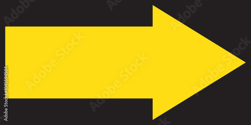 Straight long arrow vector icon. arrow icon isolated on Yellow & Black background. EPS 10.