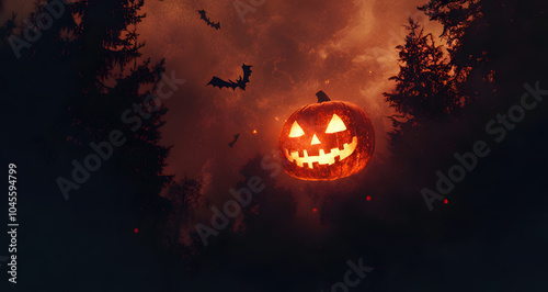 halloween jack o lantern on halloween background photo