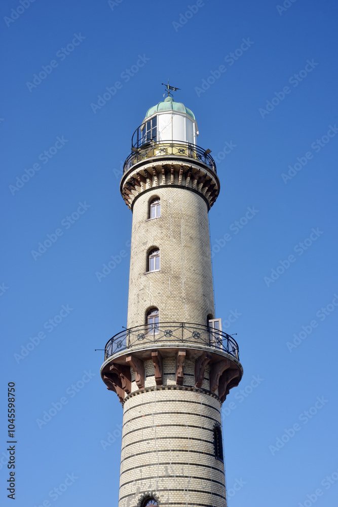 Historical Lighthouse in Rostock Warnemuende, Germany Historical Lighthouse in Rostock Warnemuende, Germany