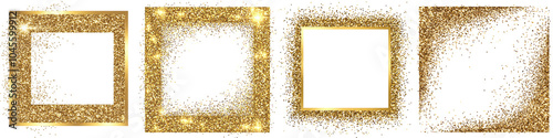 Set of Golden Glitter Frames with Sparkling Effect