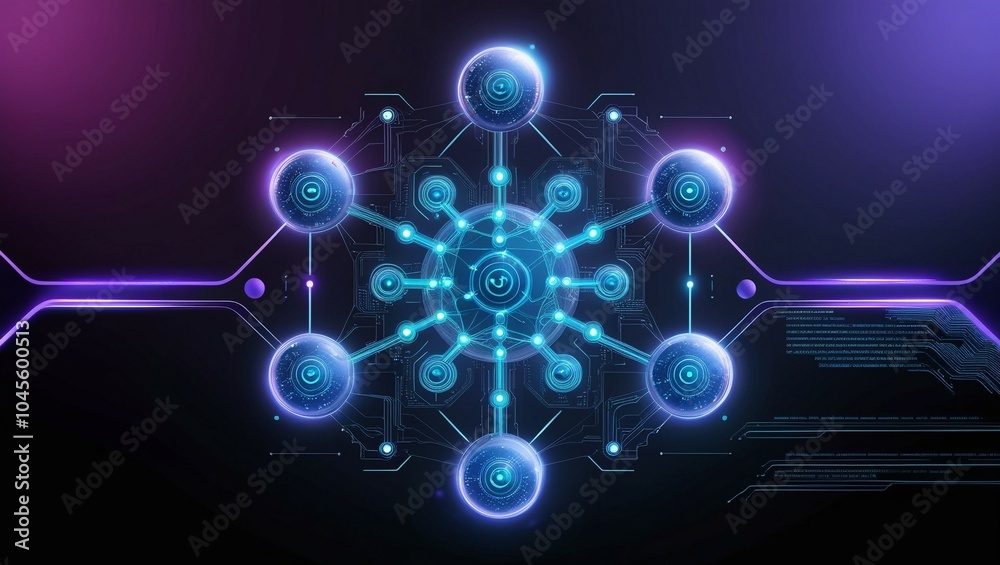 Obraz premium Abstract Neural Network in Digital Space Representing Connections and Information Flow in Artificial Intelligenc