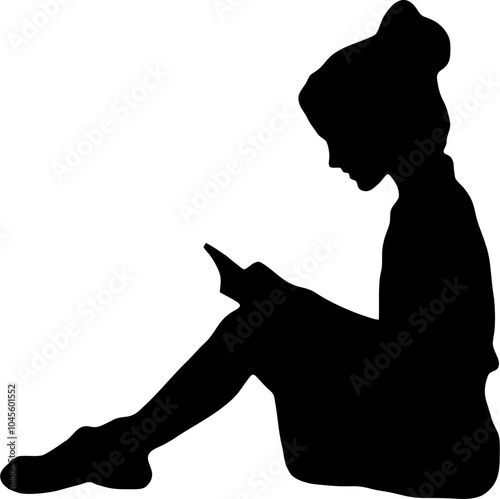 reading silhouette. silhouette of a person with a book