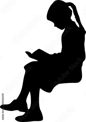 girl reading silhouette vector