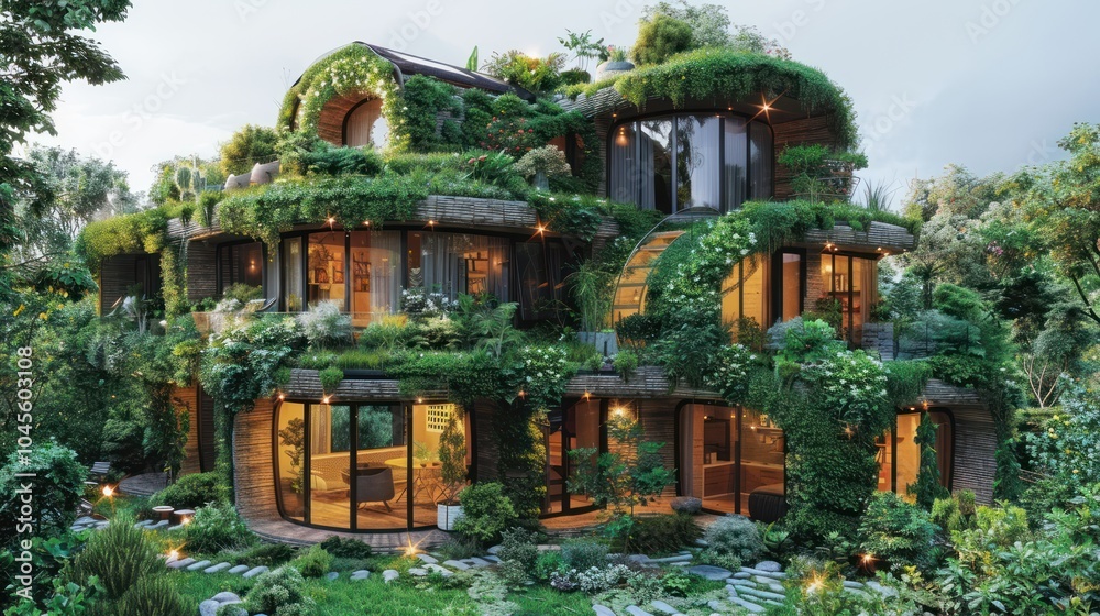 Fototapeta premium Sustainable Architecture: A Greenery Covered House